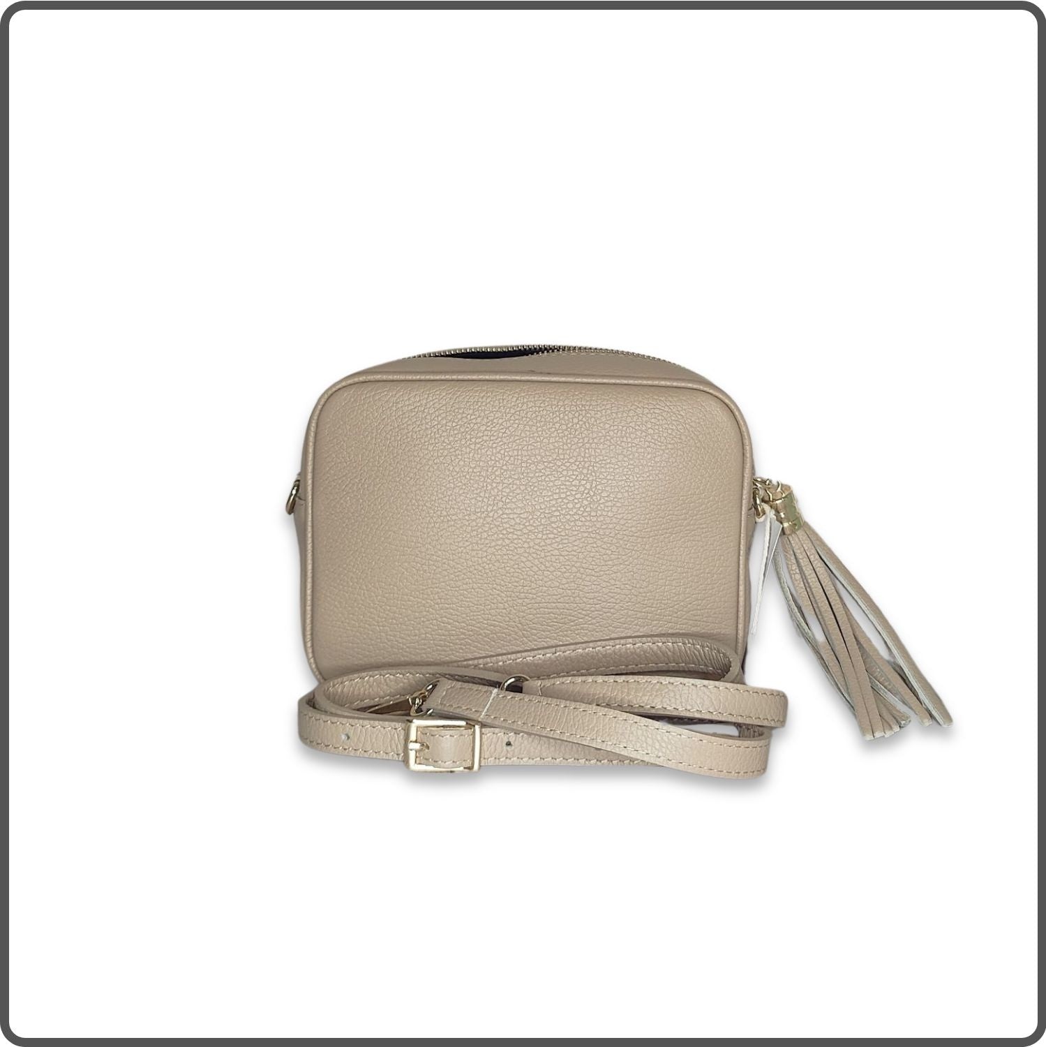 Leather Cross Body Bag Tassel- PS233-LIGHT TAUPE