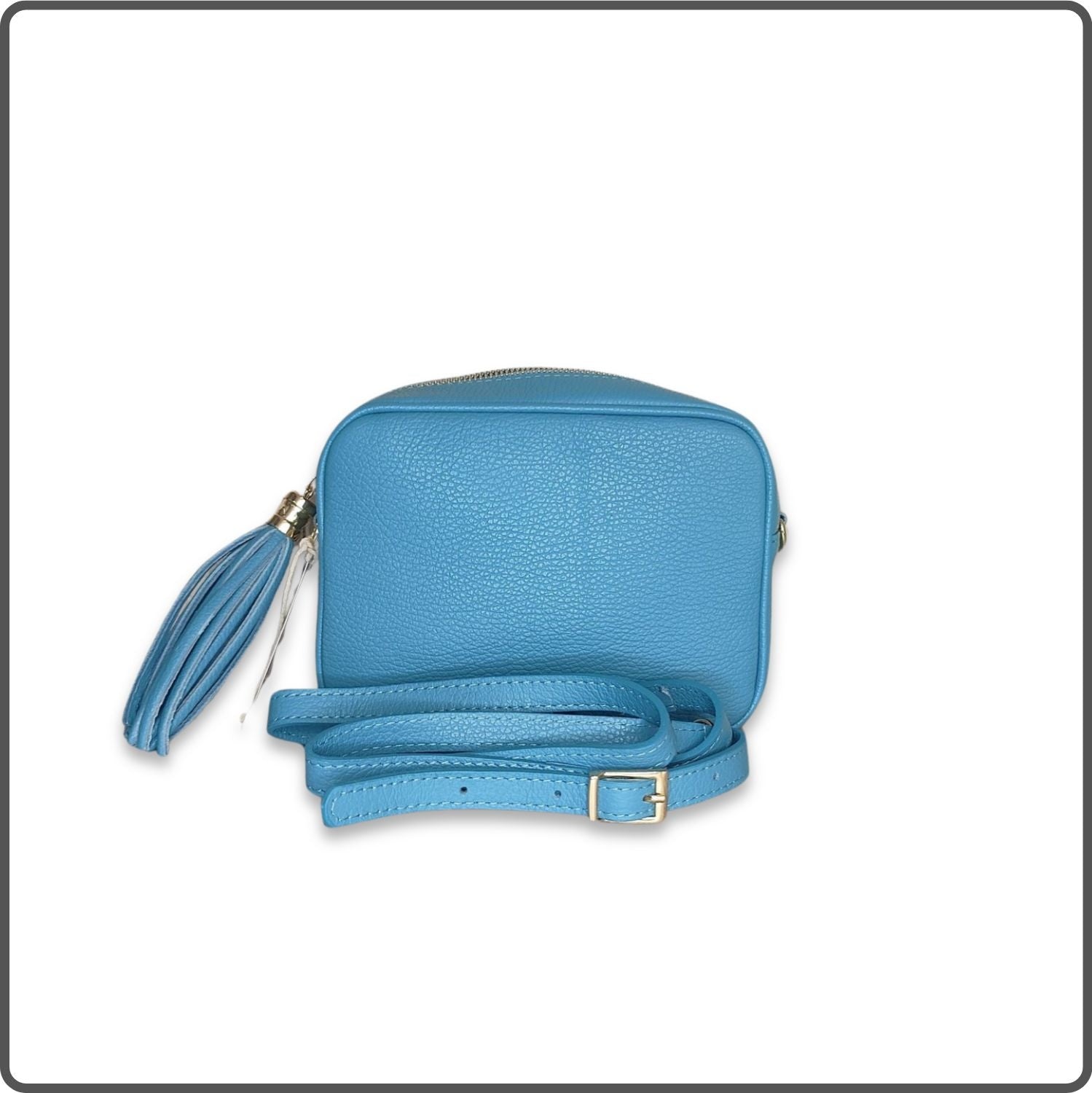 Leather Cross Body Bag Tassel- PS233-SKY BLUE