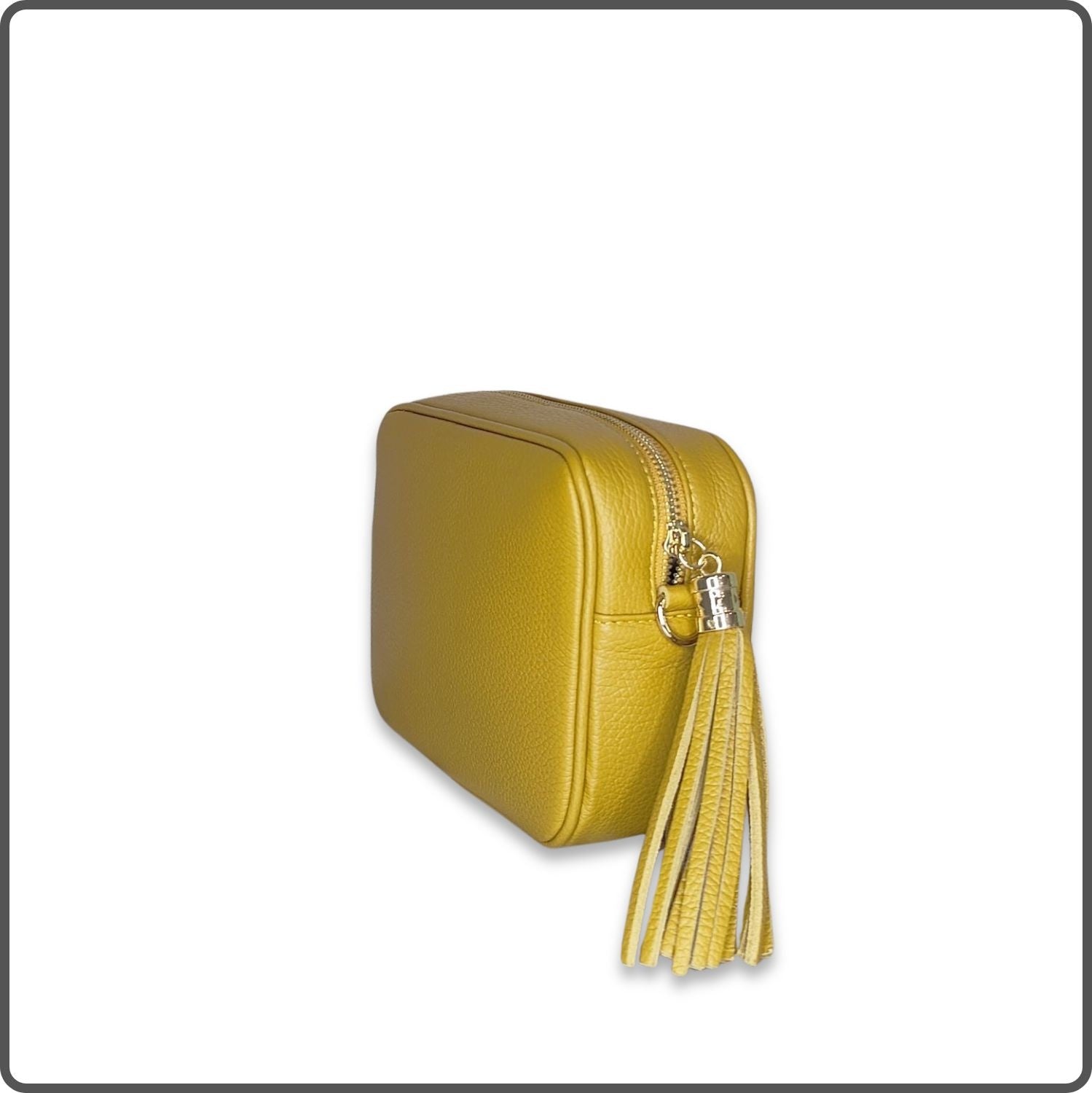 Leather Cross Body Bag Tassel- PS233-MUSTARD