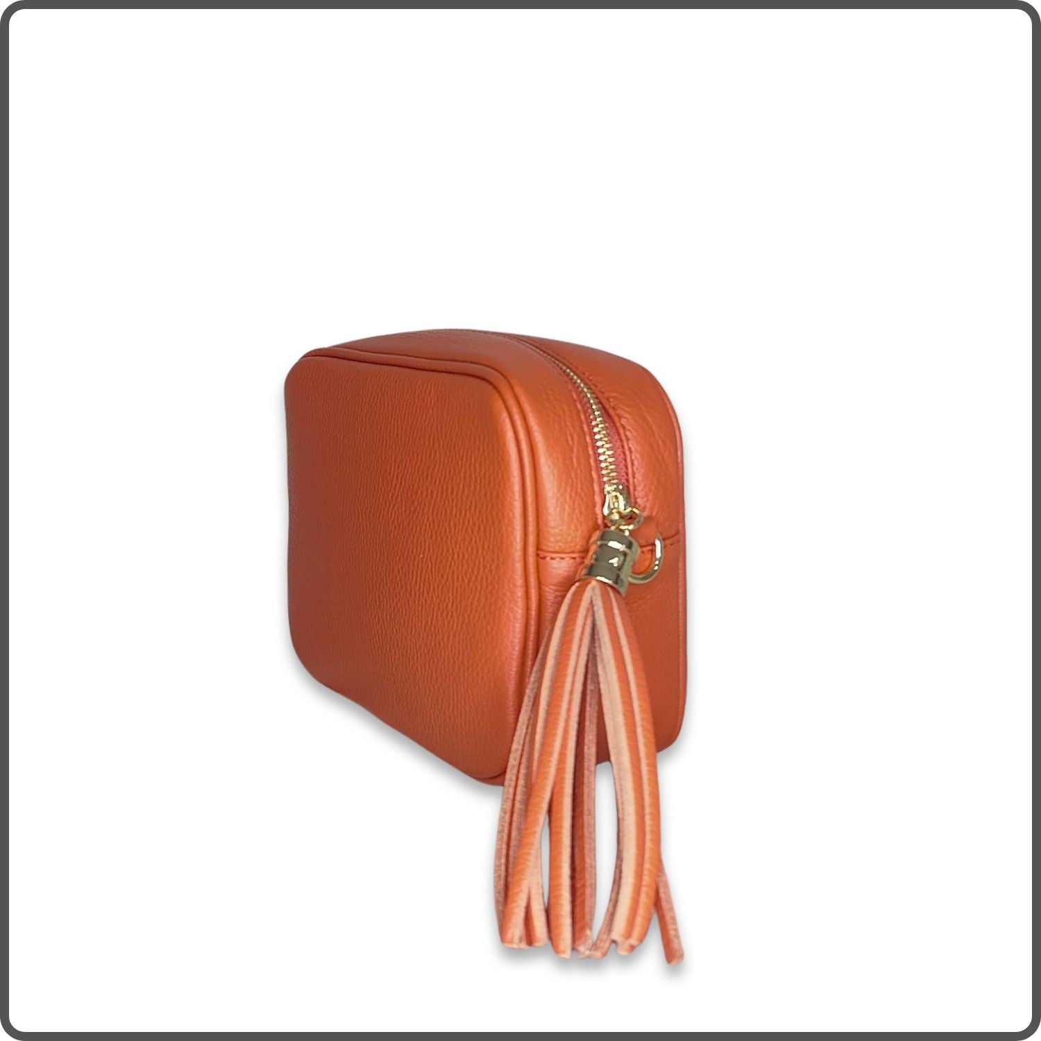 Leather Cross Body Bag Tassel- PS233-BURNT ORANGE