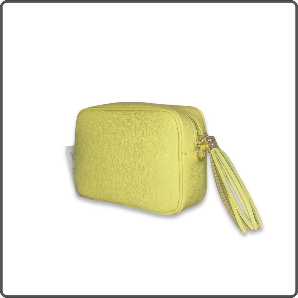 Leather Cross Body Bag Tassel- PS233-LEMON