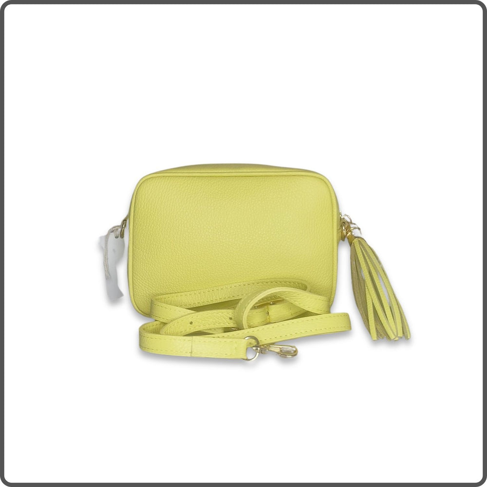 Leather Cross Body Bag Tassel- PS233-LEMON