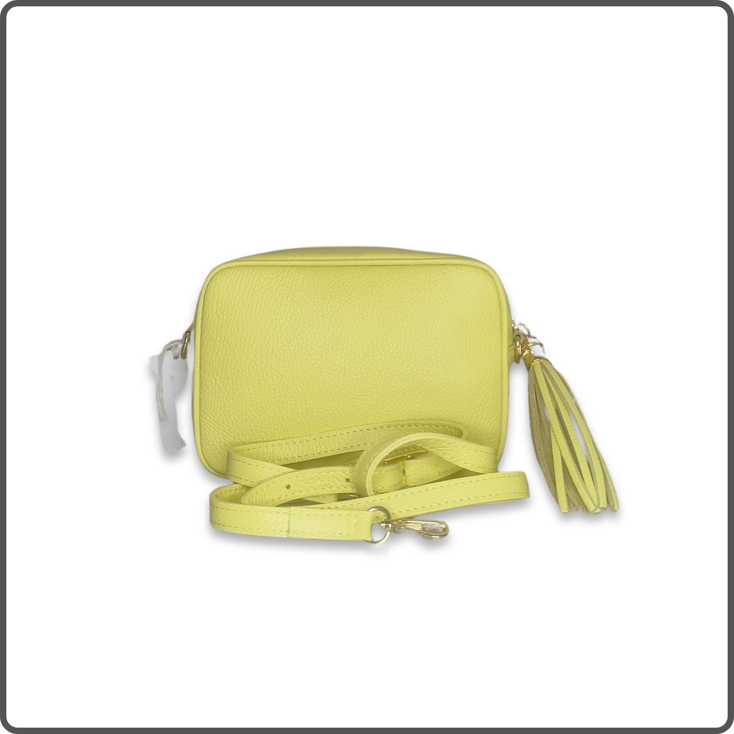 Leather Cross Body Bag Tassel- PS233-LEMON