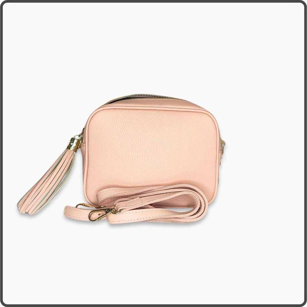 Leather Cross Body Bag Tassel- PS233-BABY PINK