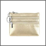 Leather Zipper Coin Purse - 001-GOLD
