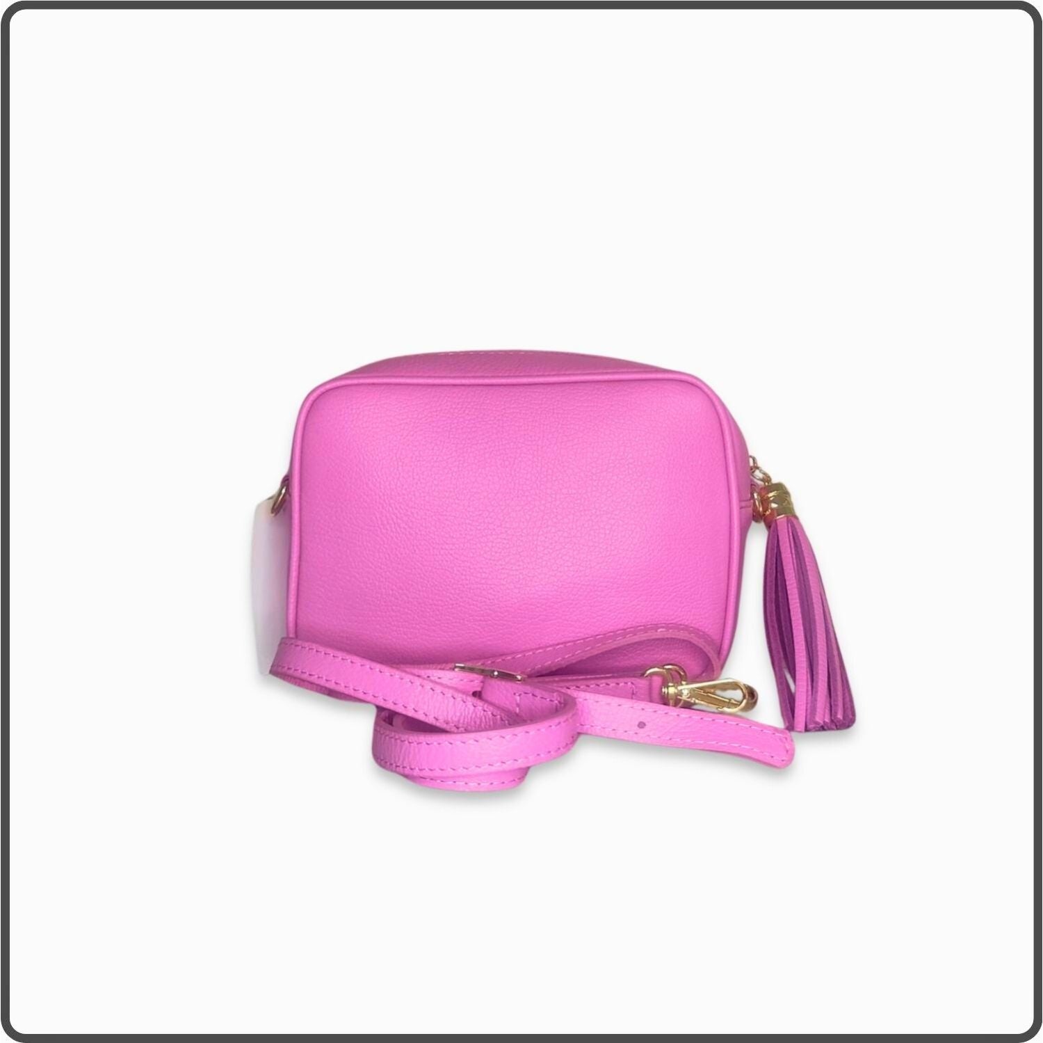 Leather Cross Body Bag Tassel- PS233-CANDY PINK