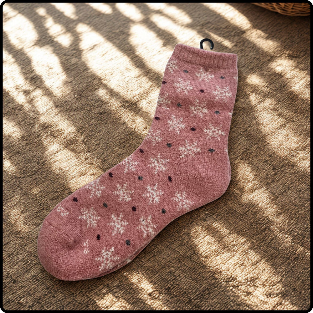 Wool Blend Snowflake Socks in Rose-WFR