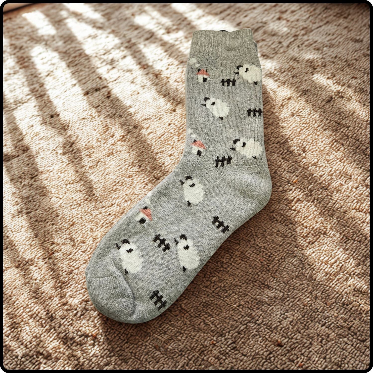 Wool Blend Sheep Socks in Grey-WSG