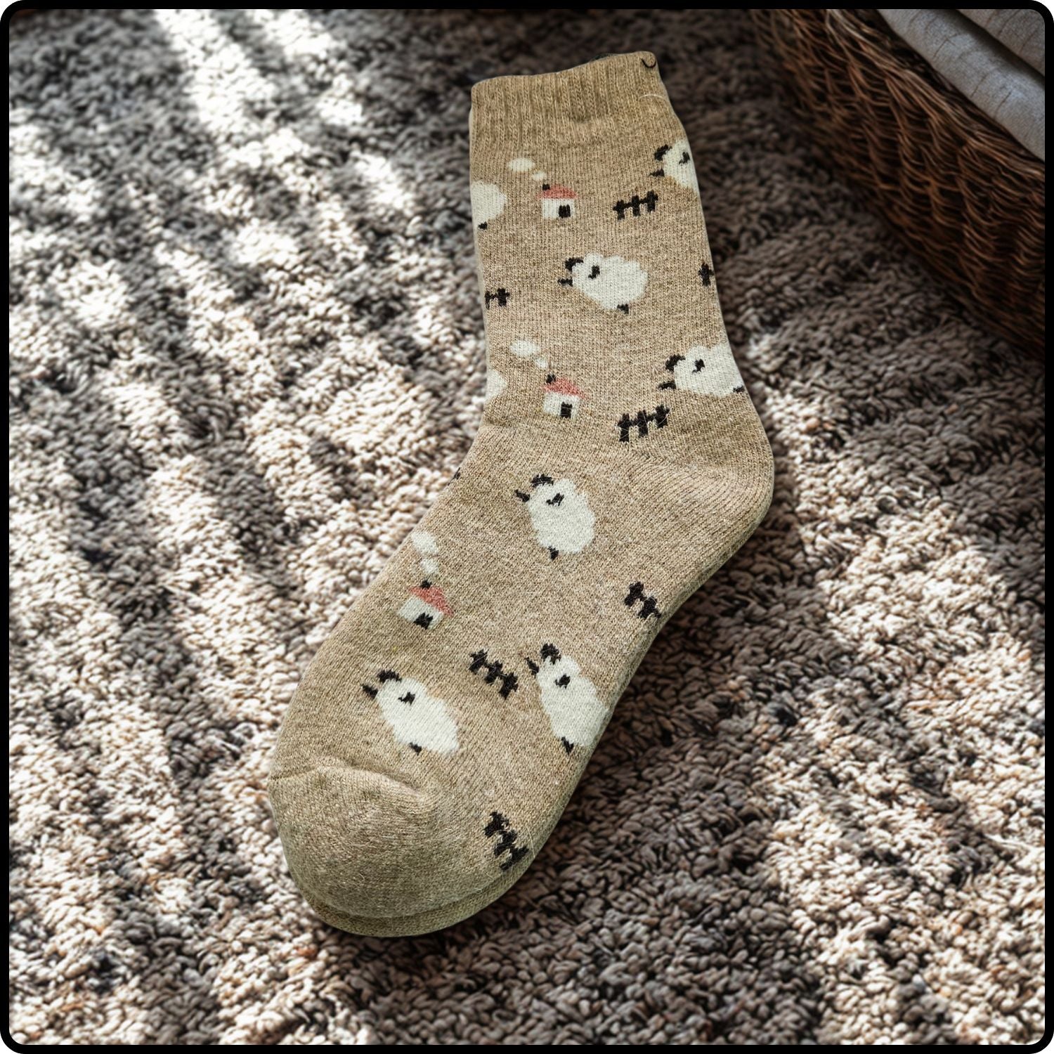 Wool Blend Sheep Socks in Taupe-WST