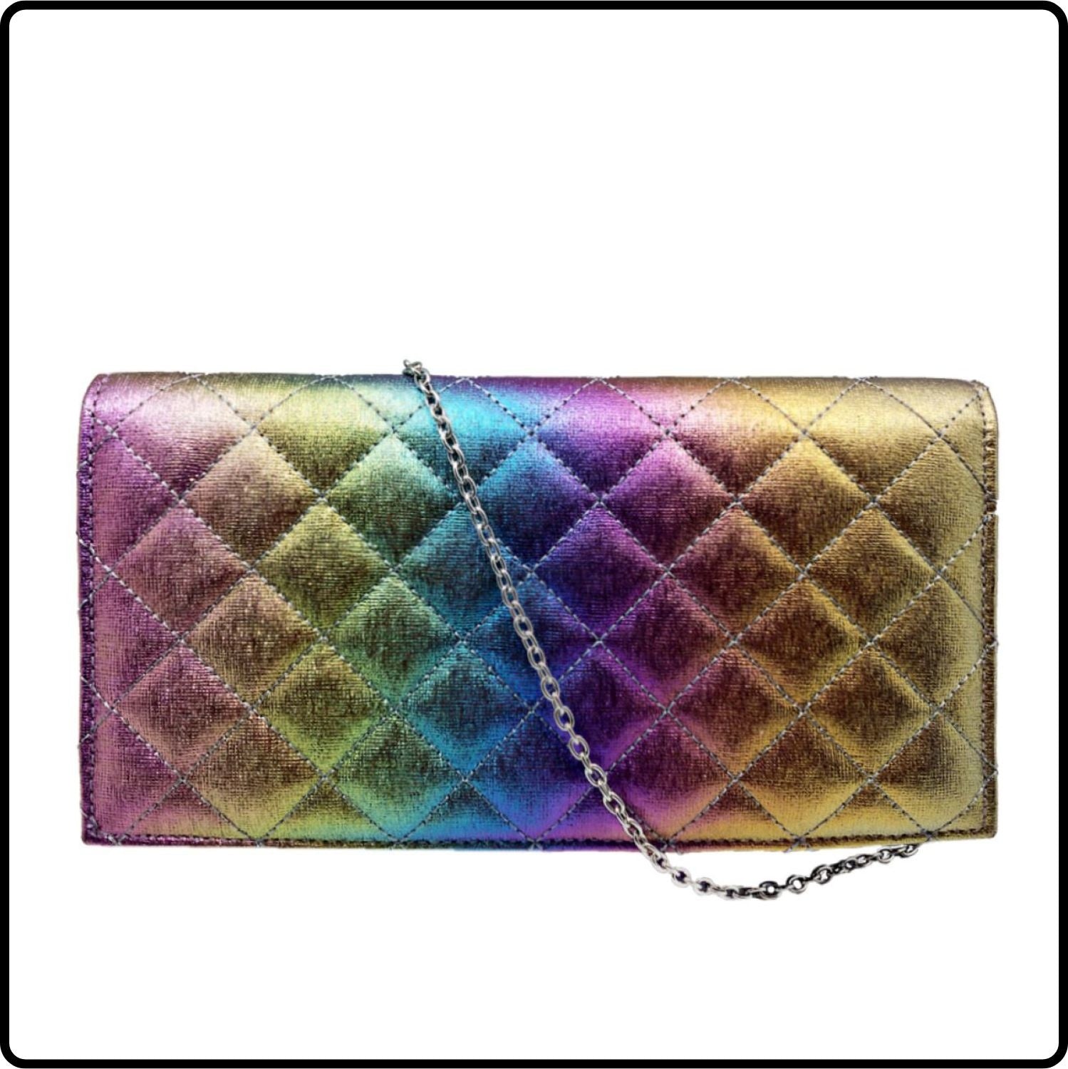 Zara Quilted Clutch Bag/Rainbow-Zara-Rainbow