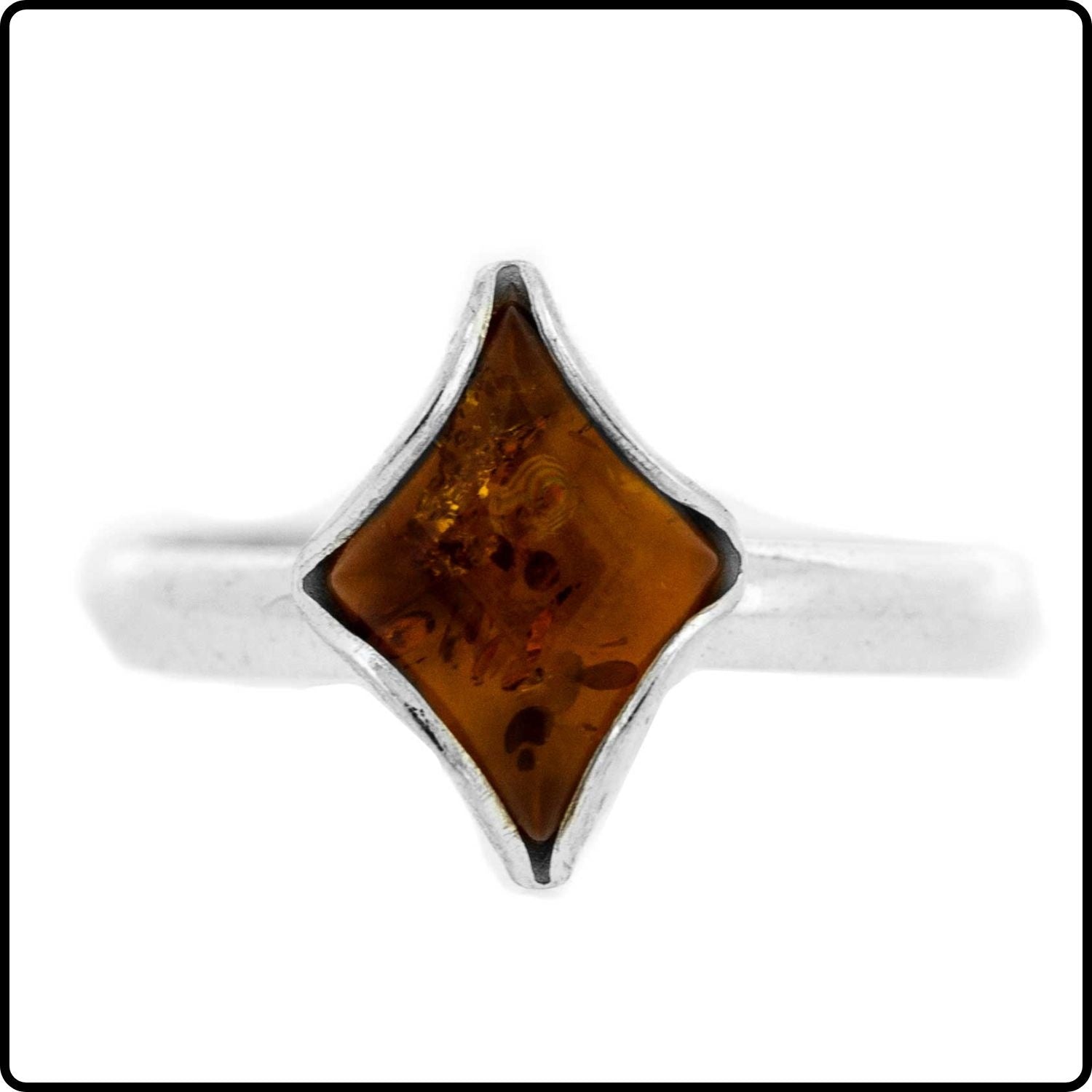 Cognac Amber Diamond Ring in Size N-DRSN