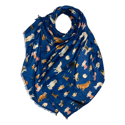 This Dog Print Scarf in Navy is the perfect way to show off your pup loving style. Crafted from soft and lightweight fabric, this scarf features a stylish dog print that will add a playful touch to any outfit. It's the perfect accessory for any dog lover!