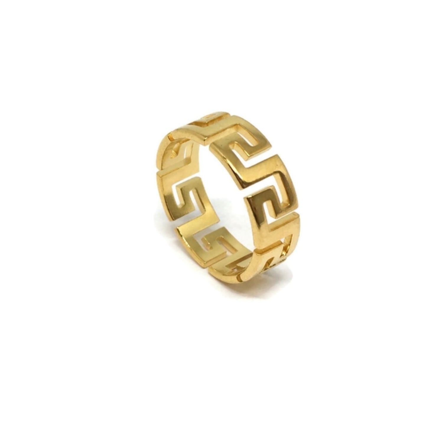 Crafted from stainless steel, this unisex 3D cut-out ring boasts a stunning Aztec pattern and weighs only 15g! Non-tarnish and water-resistant, it makes a powerful fashion statement that lasts!    W:0.7cm