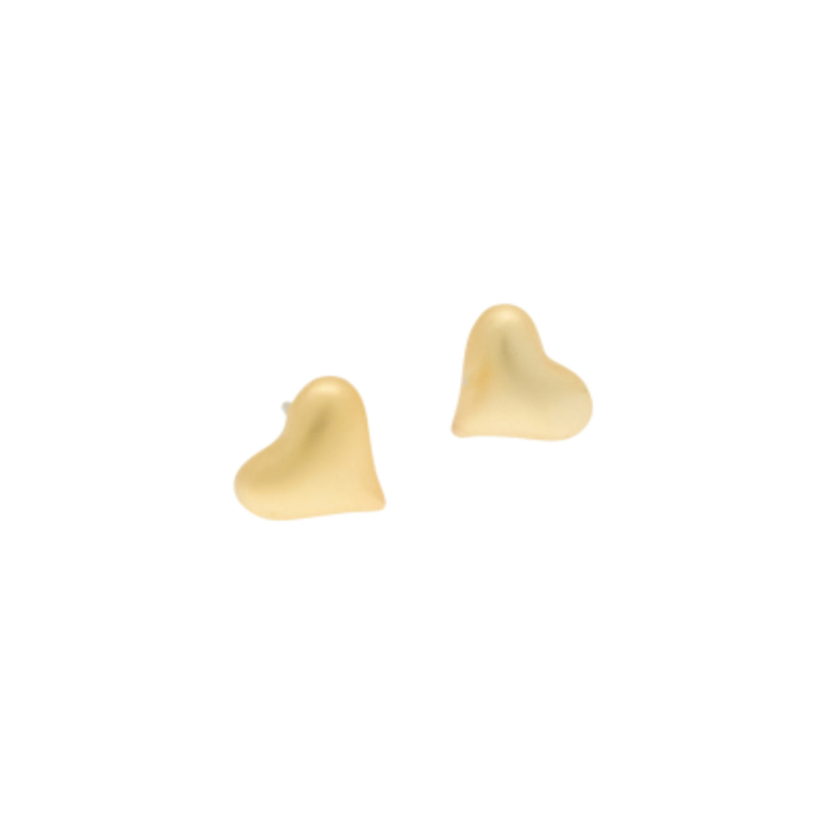 Simple yet eye-catching, these matt gold heart studs are a beautiful addition to your collection. Perfectly understated and versatile, they'll bring a hint of sparkling glamour to any look. Add instant sophistication and class with these timelessly elegant earrings!    Approx 7mm across at the widest point.