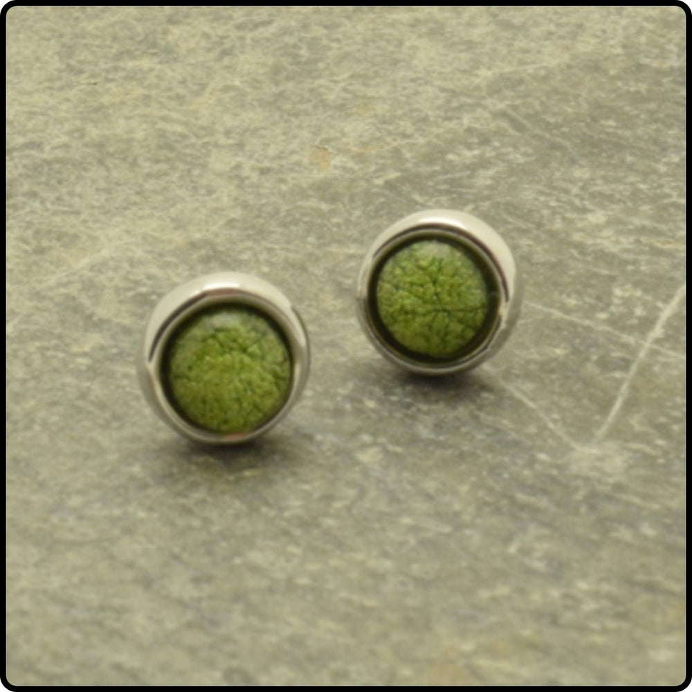 Lime Green Foil Resin Stud Earrings - FE127LG