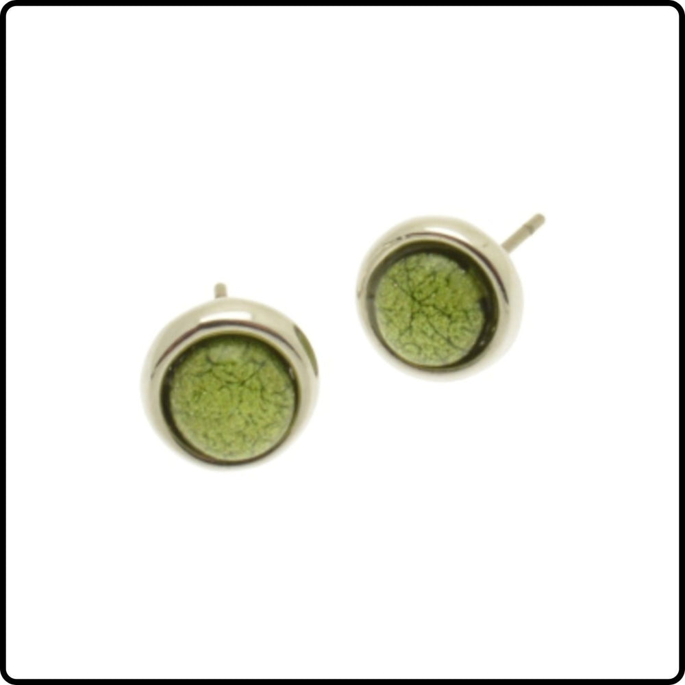 Lime Green Foil Resin Stud Earrings - FE127LG