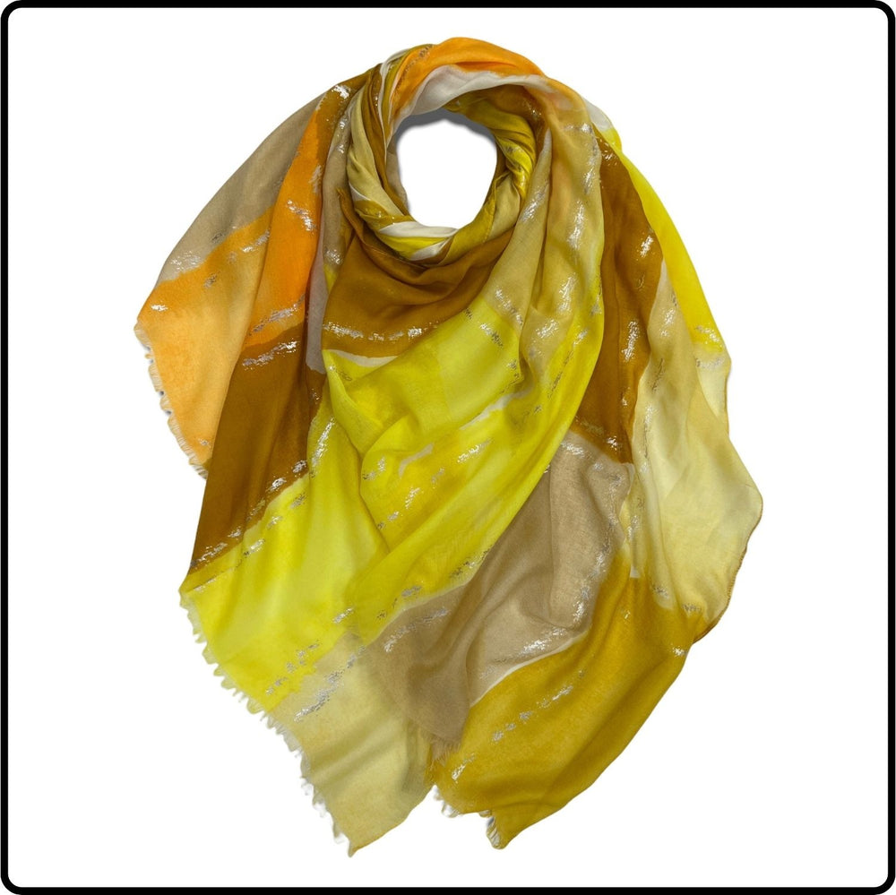 Colourful print scarf  in yellow-SCPY